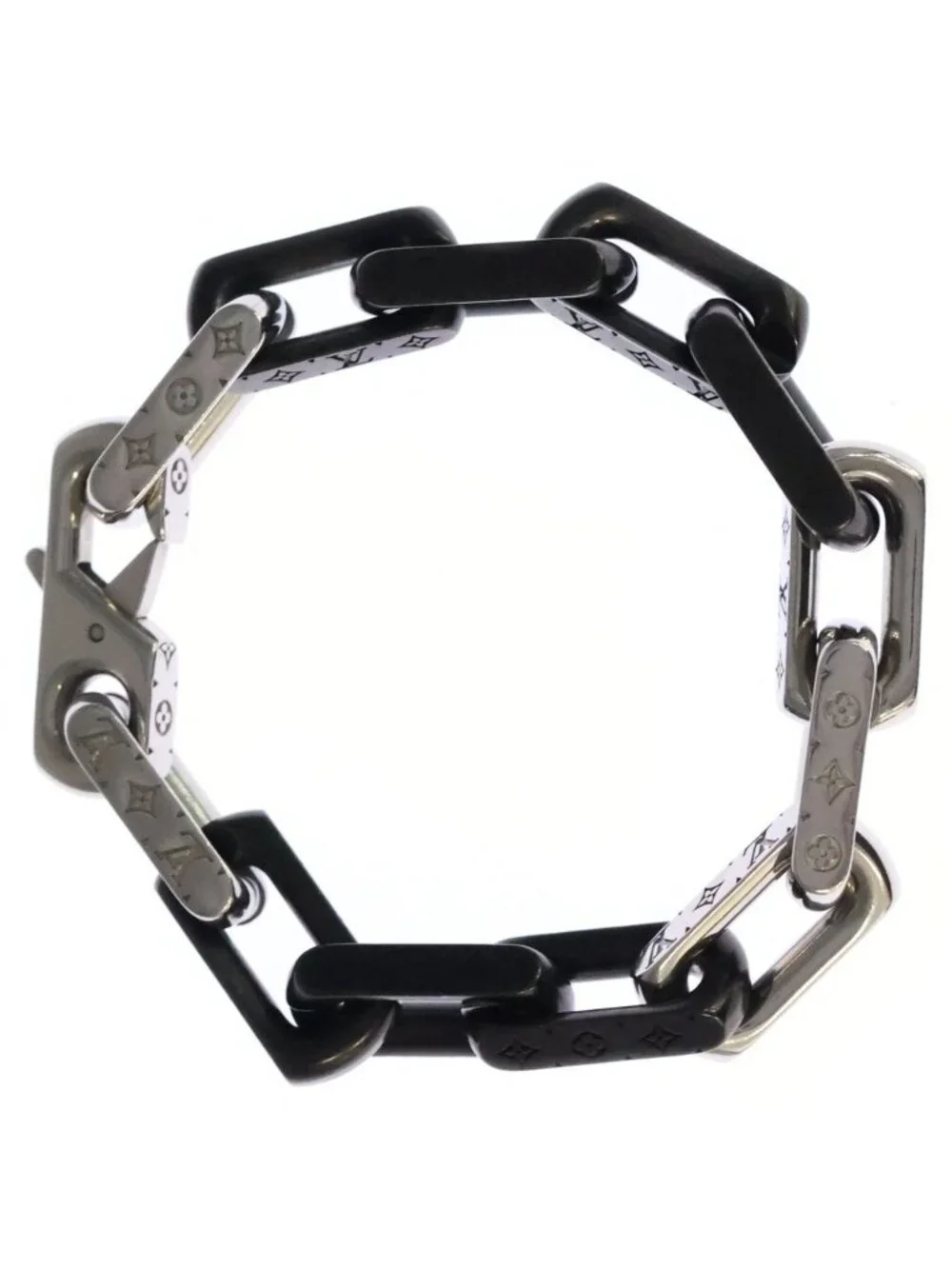 Louis Vuitton Bracelet Monogram Chain Silver Black - Picture 2 of 6